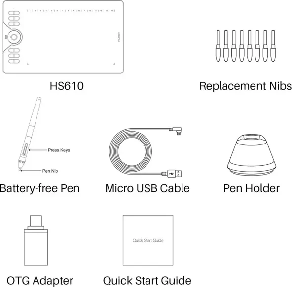 HUION Çizim Tableti HS610 Grafik Tableti - 7