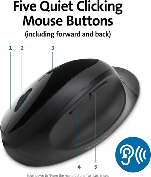 Kensington Pro Fit Ergonomik Kablosuz Fare - Siyah (K75404WW) - 4