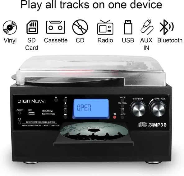 DIGITNOW Bluetooth Pikap Stereo Hoparlörlü Pikap - 4
