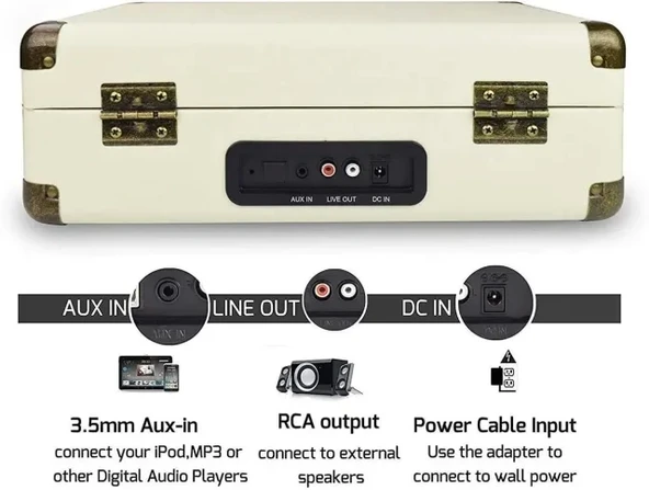 DIGITNOW Vinil Plak Çalar Kablosuz Pikap - 6