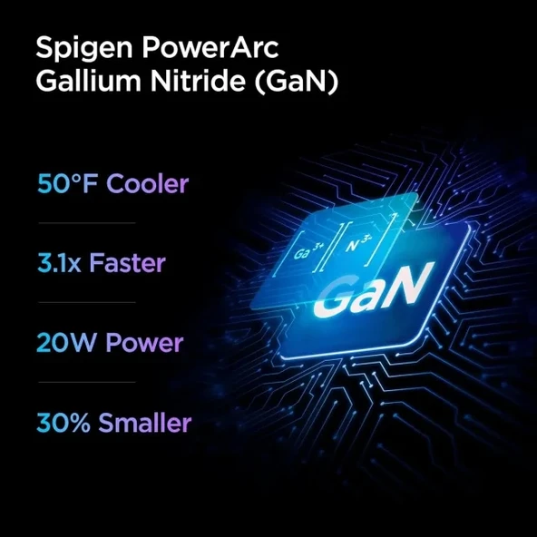 Spigen 20W USB-C Şarj Bloğu [GaN Fast] Siyah