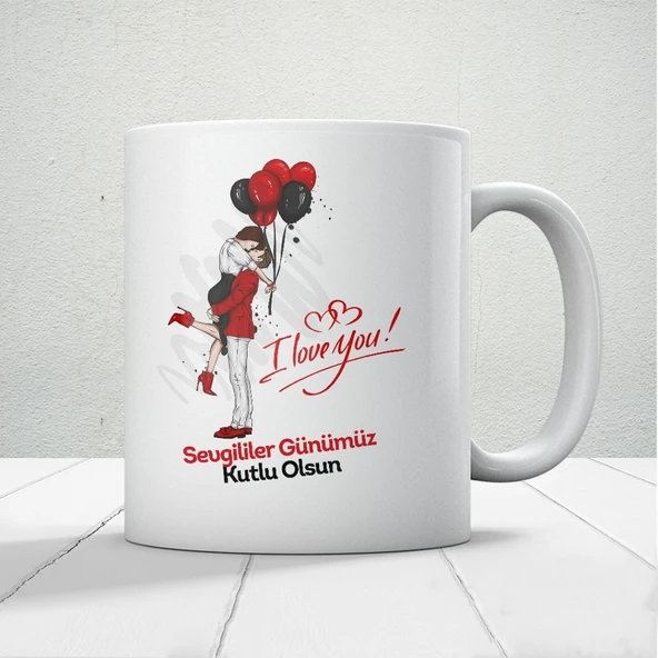 Sevgililer Günümüz Kutlu Olsun Baskılı Kupa Bardak Mod13