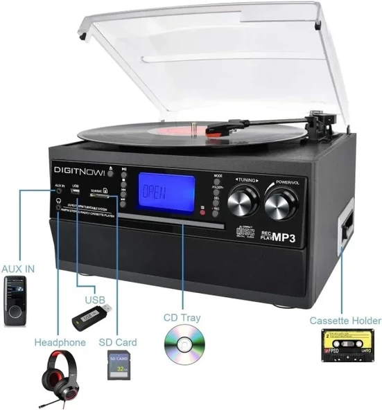 DIGITNOW Bluetooth Pikap Stereo Hoparlörlü Pikap - 2
