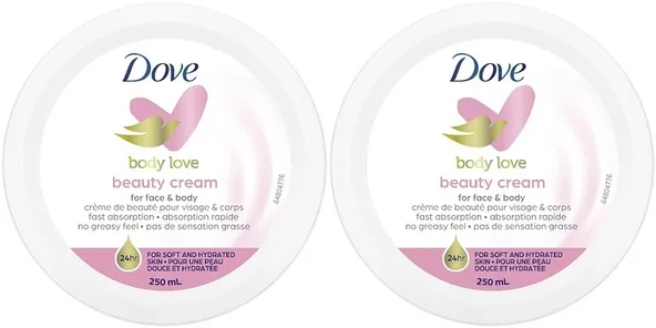 Dove Besleyici El ve Vücut Bakım Kremi 250ML Beauty Cream (Pembe) (2 Li Set)