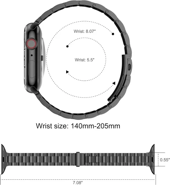 iiteeology Paslanmaz Çelik Kordon Uyumlu Apple Watch Kordon - 4