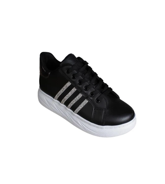 YAZKIŞ Kadın Siyah Beyaz Cilt Yanı Taşlı Kalın Taban Fasıhon Günlük Spor Ayakkabı - Resim 12