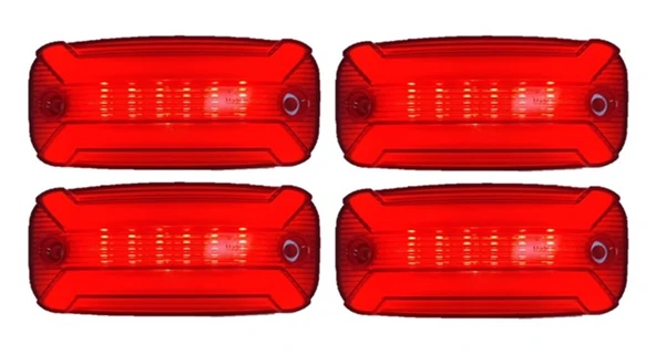 4 Adet Neon Ledli Yan Dorse Kasa Lambası 12-24 Volt Kırmızı