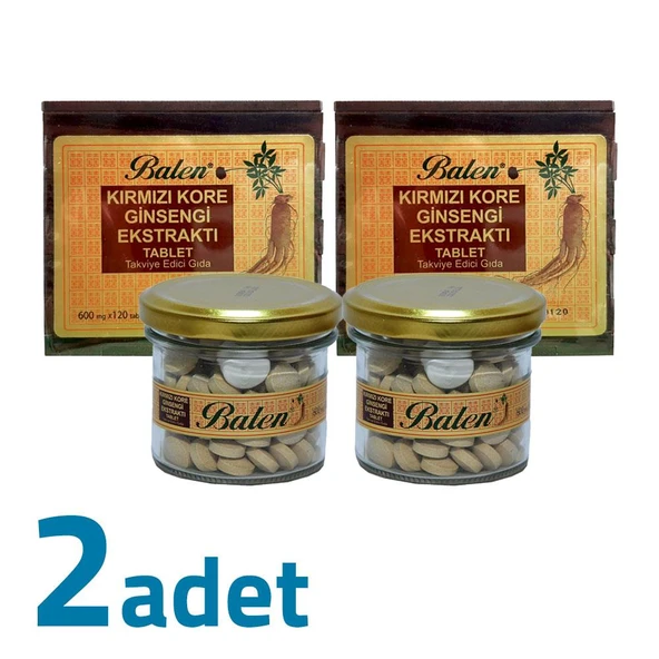 Balen Kırmızı Kore Ginsengi Ekstraktı Tahta Kutulu 600mg X 120 Tablet X 2 Kutu