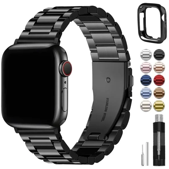 Fullmosa Uyumlu Apple Watch Kordonları 38mm 40mm 41mm	 Black