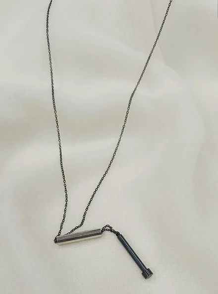 Kolye Çelik 316 L Paslanmaz Silindir Dilek Kolyesi Not Saklama Zincir Unisex - 2