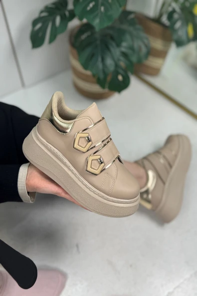 Günlük Kadın Sneaker Cırt Cırtlı Yüksek Topuk Tırtıklı Kaymaz Taban Yürüyüş Spor Ayakkabı 251 - 3