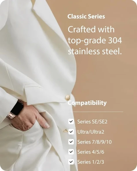 Fullmosa Metal Bantlarla Uyumlu Apple Watch Kordon Rose Gold
