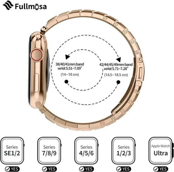 Fullmosa İnce Metal Bant Uyumlu Apple Watch Kordon - 4