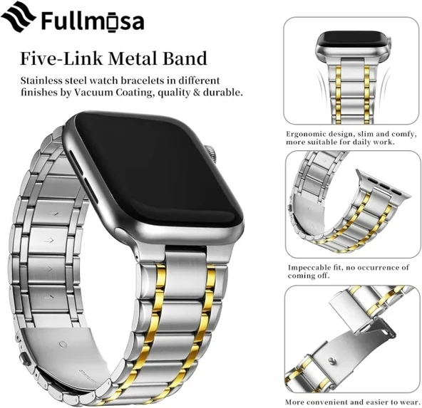 Fullmosa Metal Bantlarla Uyumlu Apple Watch Kordon - 6