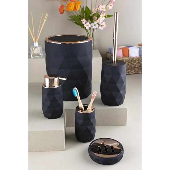 Hometarz Akrilik Rose Banyo Wc Takımı 5 li Sabunluk Fırçalık Set Akrilik Banyo Seti - 2