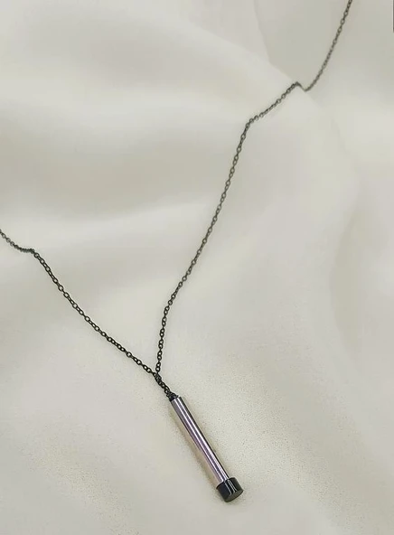 Kolye Çelik 316 L Paslanmaz Silindir Dilek Kolyesi Not Saklama Zincir Unisex - 3