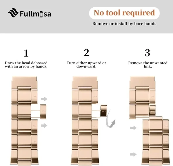 Fullmosa No Tools Needed Compatible Apple Watch Kordonları Rose Gold 42mm 44mm 45mm