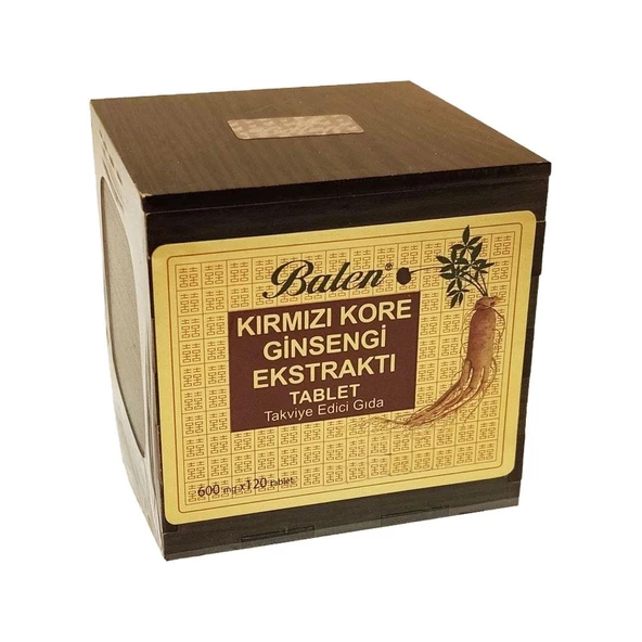 Balen Kırmızı Kore Ginsengi Ekstraktı Tahta Kutulu 600mg X 120 Tablet X 3 Kutu - 5