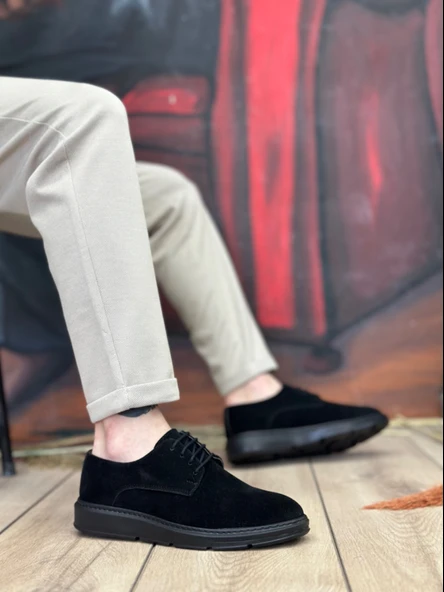 Pabucmarketi Bağcıklı Casual Erkek Ayakkabı SİYAH SÜET (SİYAH TABAN) ürün görseli