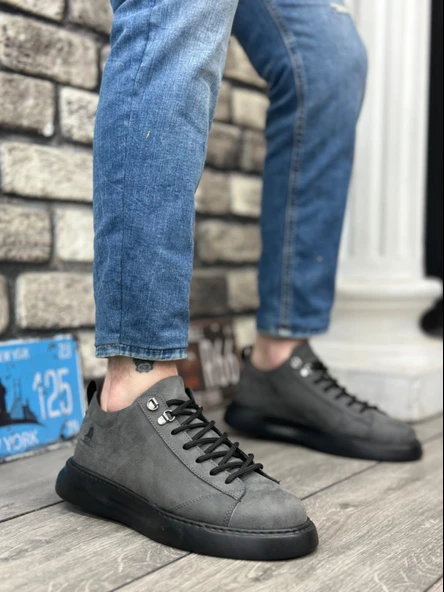 Pabucmarketi Bağcıklı Erkek Spor Ayakkabı FÜME (SİYAH TABAN) ürün görseli