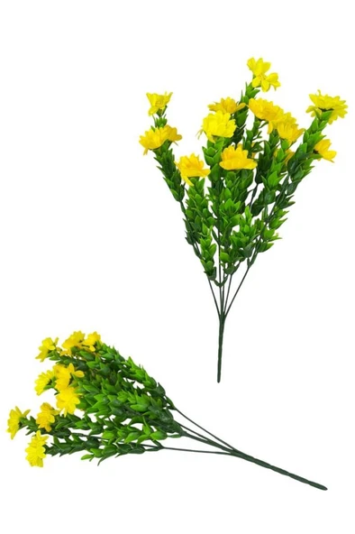 Nettenevime Yapay Çiçek Sarı Papatya 5 Dallı Plastik Dekoratif Yapay Bitki - 3