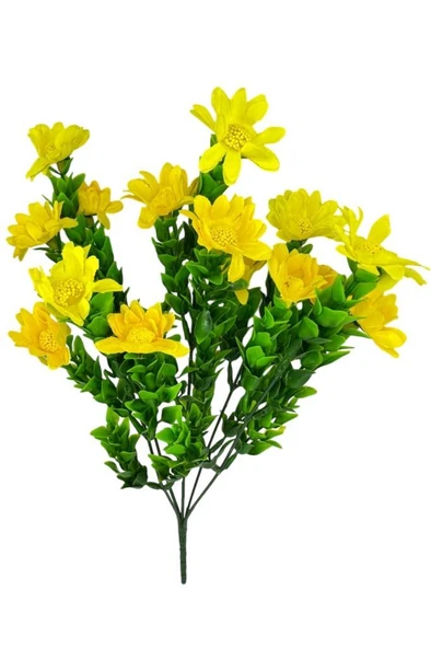 Nettenevime Yapay Çiçek Sarı Papatya 5 Dallı Plastik Dekoratif Yapay Bitki - 2