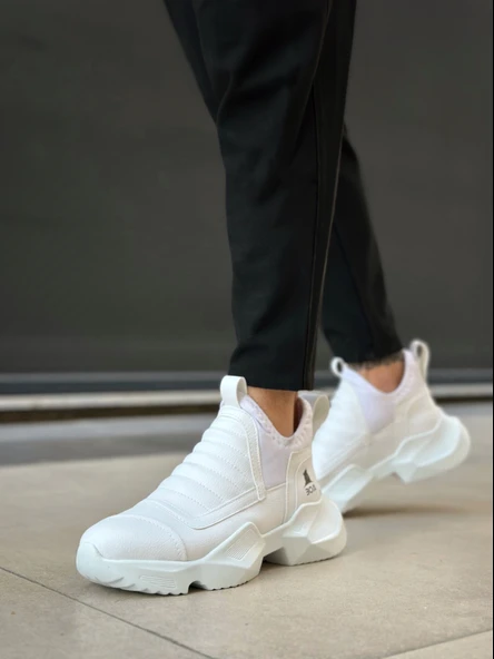 Pabucmarketi Bağcıksız Erkek Spor Bot BEYAZ (BEYAZ TABAN) ürün görseli