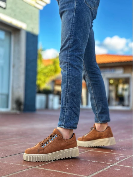 Pabucmarketi Bağcıklı Erkek Günlük Ayakkabı TABA - Resim 2