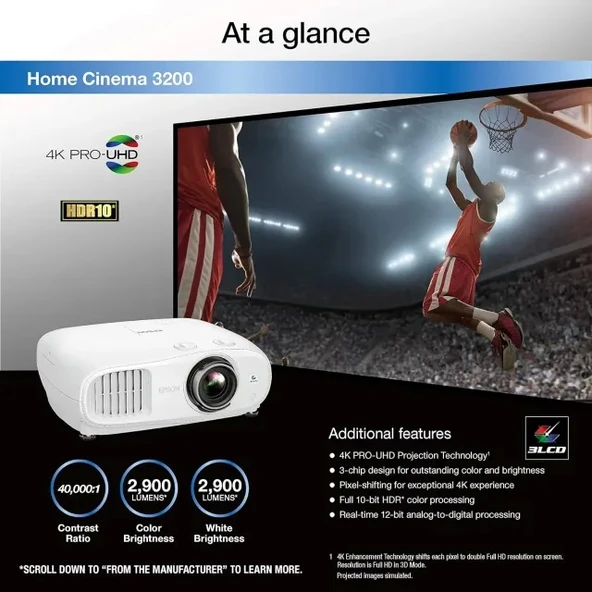 Epson Ev Sineması 3200 4K PRO-UHD 3 Çipli Projektör - 2