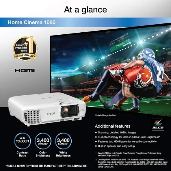 Epson Ev Sineması 1080 3 çipli 3LCD 1080p Projektör - 5