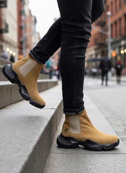 Pabucmarketi Lastikli Erkek Spor Bot CAMEL (SİYAH TABAN) ürün görseli