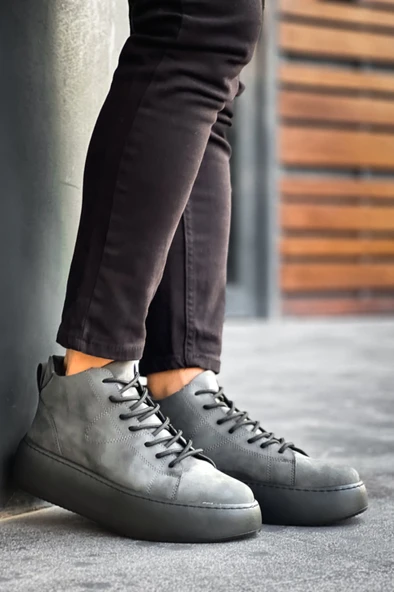 Pabucmarketi Bağcıklı Erkek Spor Bot ANTRASİT (SİYAH TABAN) - Resim 4