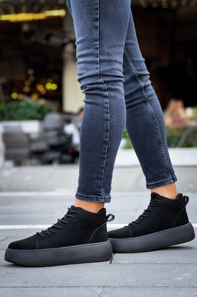 Pabucmarketi Bağcıklı Erkek Spor Bot SİYAH SÜET (SİYAH TABAN) - Resim 3