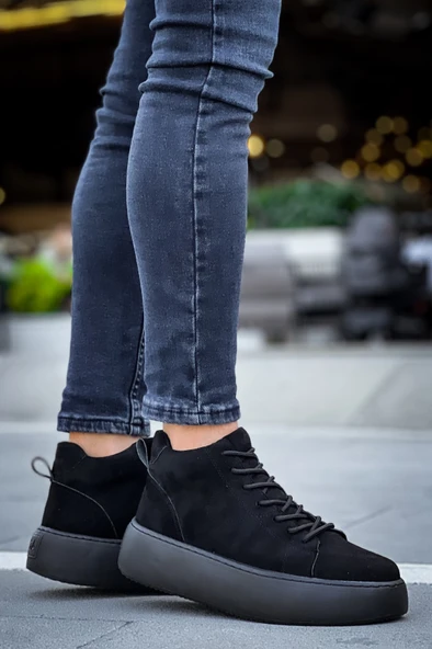 Pabucmarketi Bağcıklı Erkek Spor Bot SİYAH SÜET (SİYAH TABAN) - Resim 5