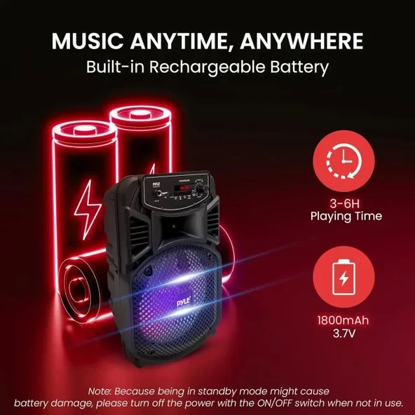 Pyle Taşınabilir Bluetooth PA Hoparlör Sistemi-300W - 5