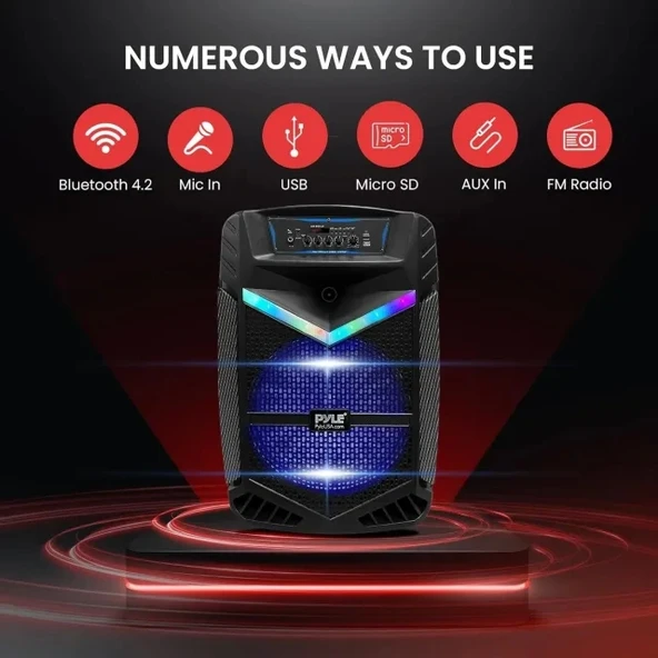 Pyle Taşınabilir Bluetooth PA Hoparlör Sistemi - 600W - 11