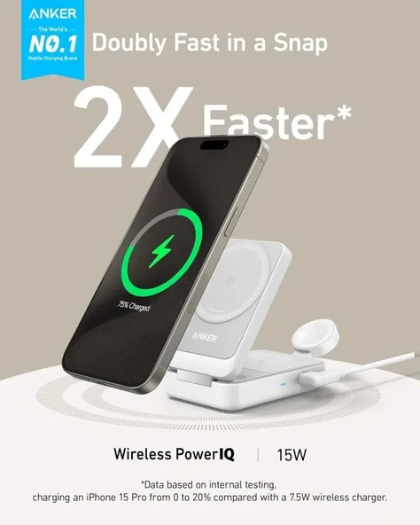 Anker MagGo MagSafe 3'ü 1 Arada Şarj İstasyonu - 11