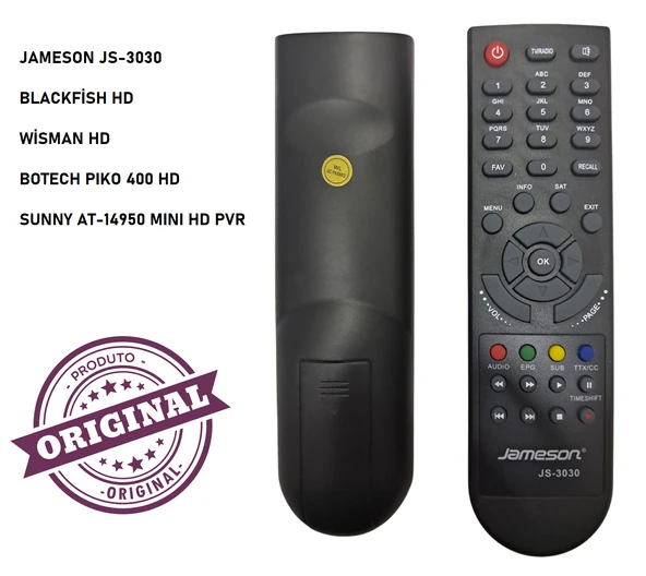 (ORJİNAL ) JAMESON JS-3030 - SUNNY AT-14950 MINI HD PVR - WİSMAN HD - BOTECH PIKO 400 HD - BLACKFİSH HD -UYDU KUMANDASI