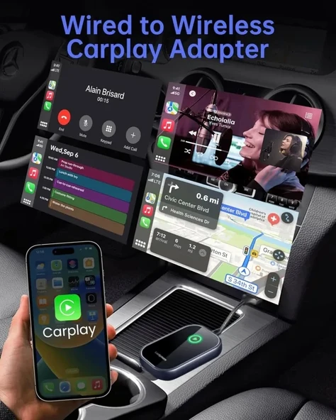 Luckymore Kablosuz Carplay Adaptörü Dark Stone