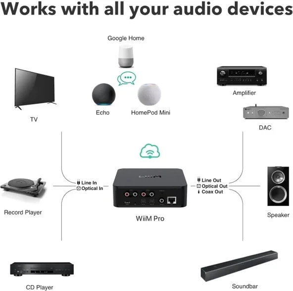 WiiM Pro AirPlay 2 - WiFi Çok Odalı Yayıncı Chromecast - 6