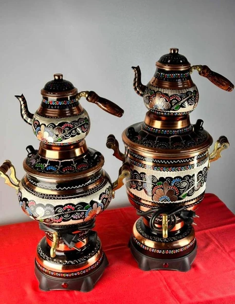 bakır termostatlı semaver büyük boy