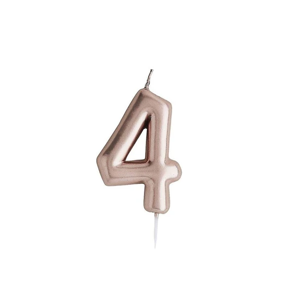 4 Yaş Rose Gold Rakam Mum