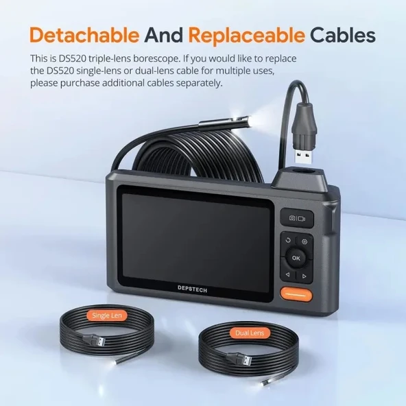 DEPSTECH Üçlü Lensli 1080P Endoskop Kamera ve Taşıma Çantası 15.24M - 8