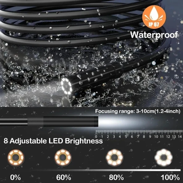 UNIOJO 8mm Çift Lensli ve 6 LED Işıklı Gözlem Kamerası 5M - 4