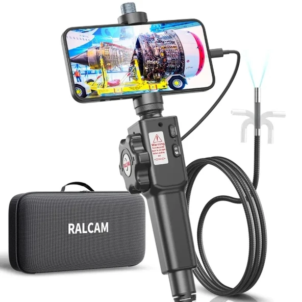 Ralcam 8 Ayarlanabilir LED Işık Kameralı Eklemli Borescope 8.5mm Lens-3.3ft Flexible Cable