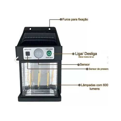 Güneş Enerjili Hareket Sensörlü Duvar Lambası - Resim 5