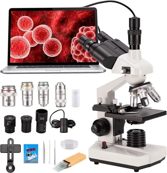 Bogrinuo Çift LED Aydınlatma Güçlü Eğitim Biyomikroskopu Trinocular electron microscope