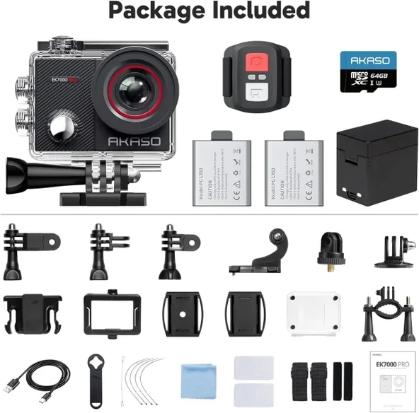 AKASO EK7000 Pro 4K Su Geçirmez Dokunmatik Ekranlı Aksiyon Kamerası - 9