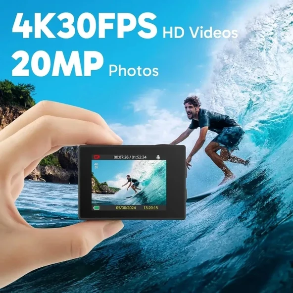 AKASO EK7000 4K30FPS Ultra HD Sualtı Aksiyon Kamerası Mavi