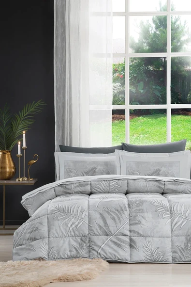 Frunze  Çift Kişilik Uyku Seti - Gri - Resim 2